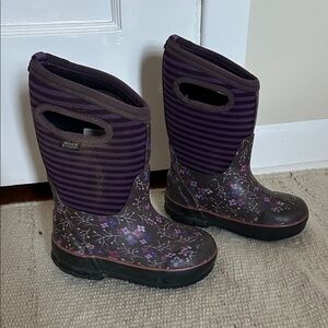Bogs Kids Purple Striped Floral Boots